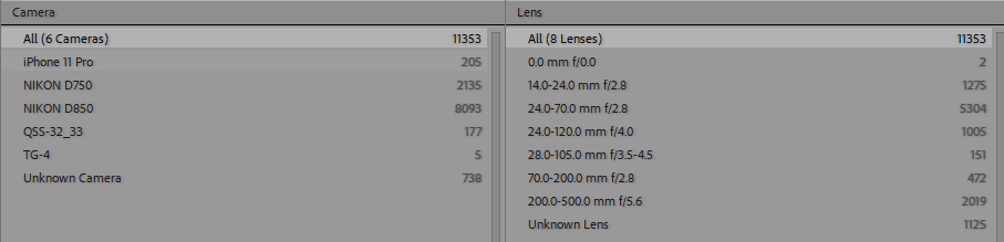 Camera and Lens use in 2020